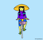 Dibujo China en bicicleta pintado por angela