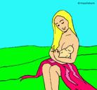Dibujo Madre con su bebe pintado por paisajedelbebe