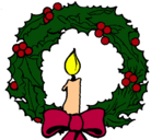 Dibujo Corona de navidad y una vela pintado por adorno4