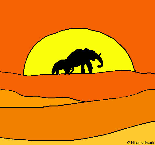 Elefante en el amanecer