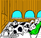 Dibujo Vacas en el establo pintado por to