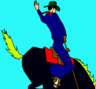 Dibujo Vaquero en caballo pintado por Aaron