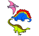 Dibujo Tres clases de dinosaurios pintado por nicolas