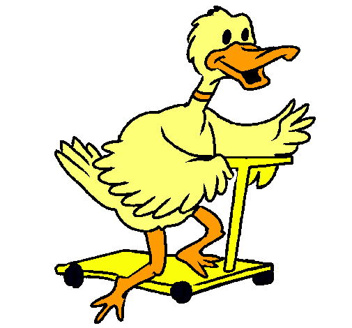 Pato en patinete