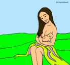 Dibujo Madre con su bebe pintado por dani