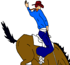 Dibujo Vaquero en caballo pintado por vicente