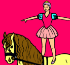 Dibujo Trapecista encima de caballo pintado por erikapescata
