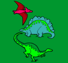Dibujo Tres clases de dinosaurios pintado por lautaro