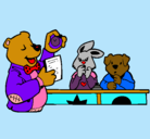 Dibujo Profesor oso y sus alumnos pintado por Ainoha