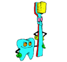 Dibujo Muela y cepillo de dientes pintado por nautilus