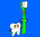 Dibujo Muela y cepillo de dientes pintado por marlon