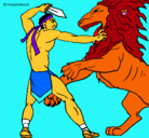 Dibujo Gladiador contra león pintado por paolaximena