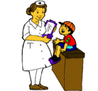 Dibujo Enfermera y niño pintado por karen
