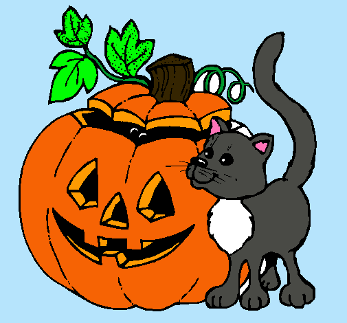 Calabaza y gato