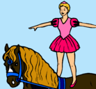 Dibujo Trapecista encima de caballo pintado por maite