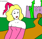 Dibujo Princesa y castillo pintado por aiondra