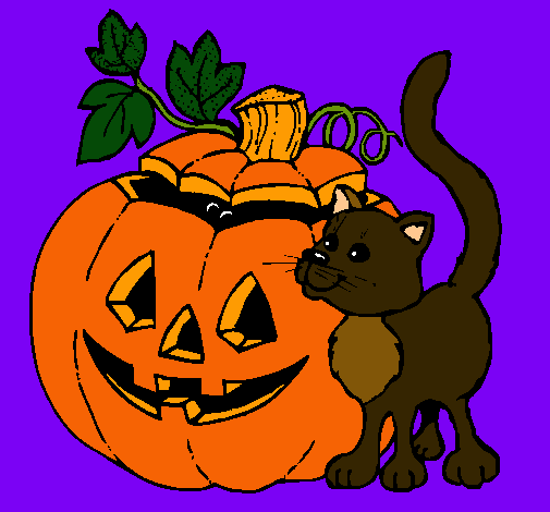 Calabaza y gato