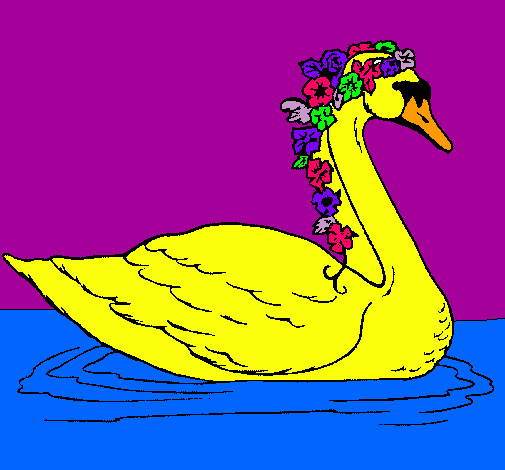 Cisne con flores