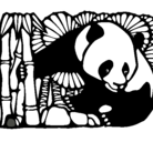 Dibujo Oso panda y bambú pintado por ss