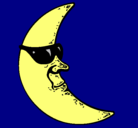 Dibujo Luna con gafas de sol pintado por javier