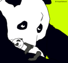 Dibujo Oso panda con su cria pintado por lulu