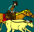 Dibujo Vaquero y vaca pintado por Shaquille