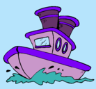 Dibujo Barco en el mar pintado por lila