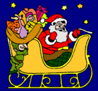 Dibujo Papa Noel en su trineo pintado por ROVI
