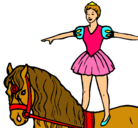 Dibujo Trapecista encima de caballo pintado por carla