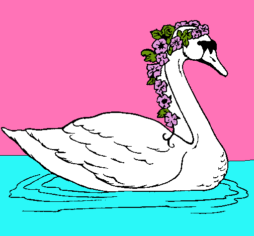 Cisne con flores