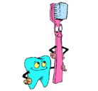 Dibujo Muela y cepillo de dientes pintado por veronicaromanicaballero