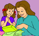Dibujo Madre e hija pintado por valeri