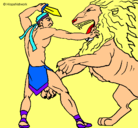Dibujo Gladiador contra león pintado por aracely