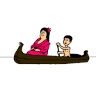 Dibujo Madre e hijo en canoa pintado por cnanauyuhglj