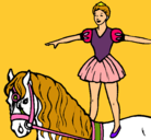 Dibujo Trapecista encima de caballo pintado por irene