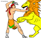 Dibujo Gladiador contra león pintado por sofia