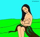 Dibujo Madre con su bebe pintado por dante