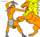 Dibujo Gladiador contra león pintado por gonza