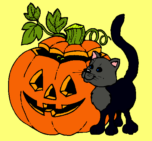 Calabaza y gato