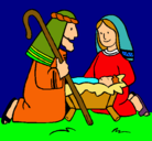 Dibujo Adoran al niño Jesús pintado por 13122001