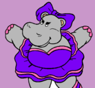 Dibujo Hipopótama con lazo pintado por esmeralda