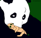 Dibujo Oso panda con su cria pintado por luis