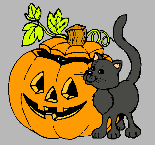 Calabaza y gato