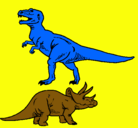 Dibujo Triceratops y tiranosaurios rex pintado por Adriano