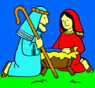 Dibujo Adoran al niño Jesús pintado por gabita
