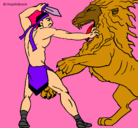 Dibujo Gladiador contra león pintado por dibujos