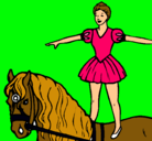 Dibujo Trapecista encima de caballo pintado por LALO
