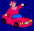 Dibujo Muñeca en coche descapotable pintado por laudy