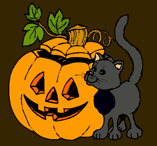 Calabaza y gato