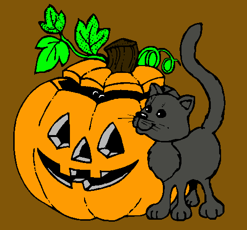 Calabaza y gato